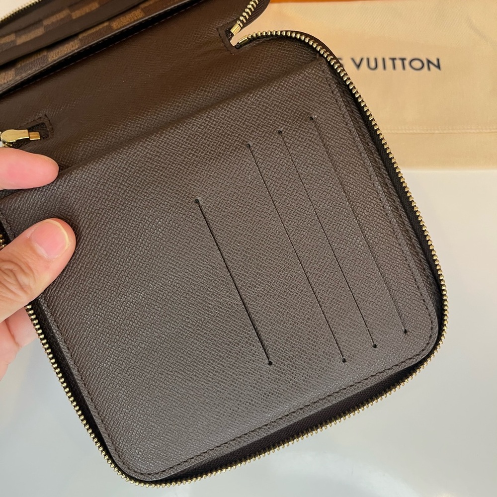 🎀 Louis Vuitton Damier Ebene Canvas Olav Organizer Zip Around Wallet - Picture 13 of 15